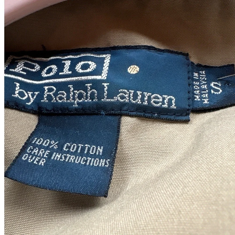 Polo Ralph Lauren Mens Tan Khaki Hooded Windbreaker Minimalist collegiate‎ small